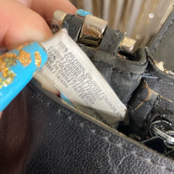 Y2k vintage black Liz Claiborne faux leather baguette bag handbag shoulder purse - Picture 11 of 11